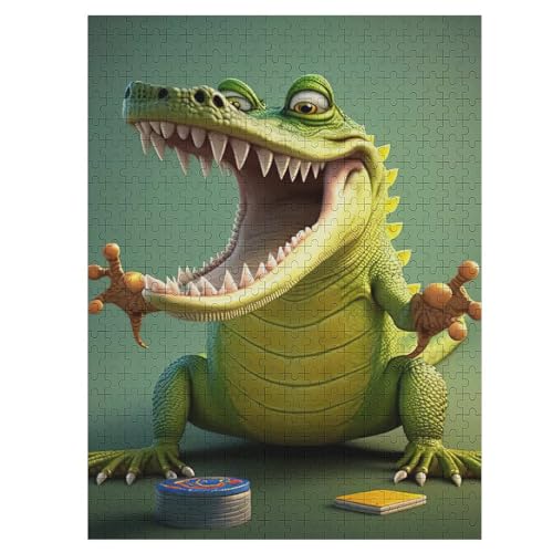 Holzpuzzles 500 Teile Krokodil -Puzzle Für Jungen Und Mädchen, Schwierigkeitsgrad, Lernspiele, Familienspielzeug 55×41cm von LLGLL