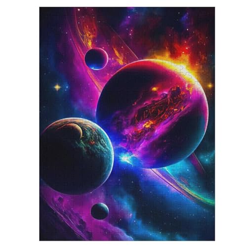 Holzpuzzles 500 Teile Planet Sternenhimmel -Puzzle Für Jungen Und Mädchen, Schwierigkeitsgrad, Lernspiele, Familienspielzeug 55×41cm von LLGLL