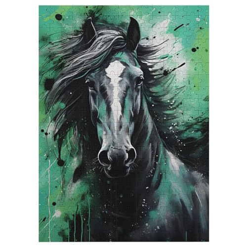 Horse Holzpuzzle 300 Teile, Knobelspiele Für Erwachsene, Teenager, Puzzles Unmögliche - Kinder Puzzle Zimmer Deko 42×30cm von LLGLL