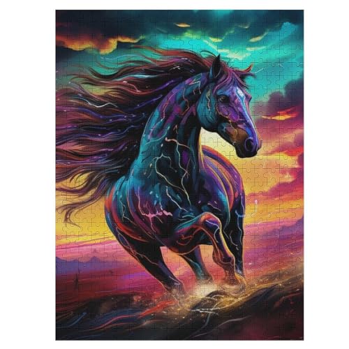 Horse Puzzle 500 Teile, Holzpuzzle Herausforderndes Geschicklichkeitsspiel Für Die Ganze Familie, Kinder Erwachsenenpuzzle Ab 12 Jahren 55×41cm von LLGLL