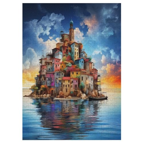 Italienische Landschaft -Puzzle, 300 Teile,Holzpuzzle Für Erwachsene Kinder, Lustiges Spielzeug, Denkspiel, Bildungsspiel, 42×30cm von LLGLL