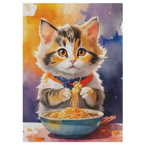 Katze 300 Teile Premium-Puzzles Für Erwachsene Kinder- Holzpuzzles Spaß Und Lernspiele - Perfekte Puzzle-Geschenke 42×30cm von LLGLL