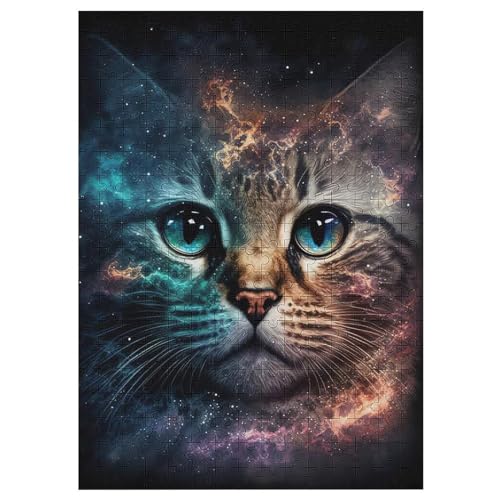 Katze Holzpuzzle 300 Teile Klassische Puzzles Erwachsene Kinder Puzzle DIY Kit Holzspielzeug Einzigartiges Geschenk 42×30cm von LLGLL