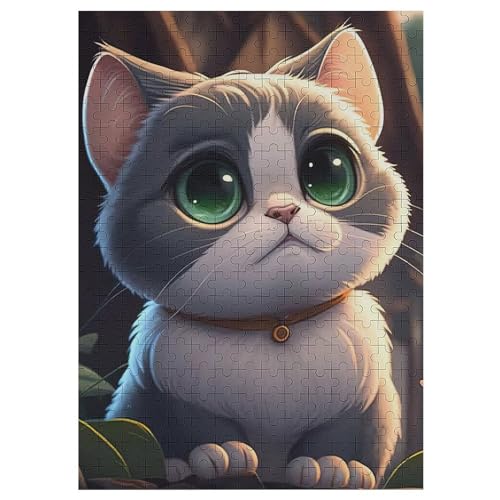 Katze Holzpuzzle Für Erwachsene Teenager Stress Abbauen Familien-Puzzlespiel Poster 300-teiliges Puzzle Kinder Lernspiel 42×30cm von LLGLL