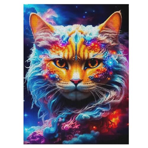 Katze-Puzzle Für Erwachsene, 500 Teile, Holzpuzzle, Kinderpuzzle, Dekompressionsspiel, Spielzeugpuzzle 55×41cm von LLGLL