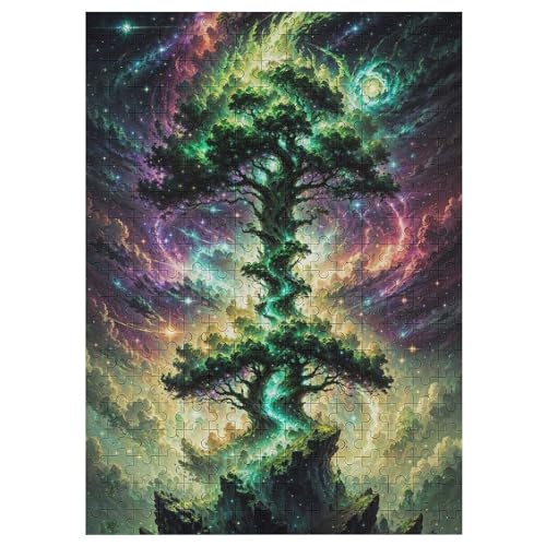 Kosmischer Lebensbaum Holzpuzzle 300 Teile, Knobelspiele Für Erwachsene, Teenager, Puzzles Unmögliche - Kinder Puzzle Zimmer Deko 42×30cm von LLGLL