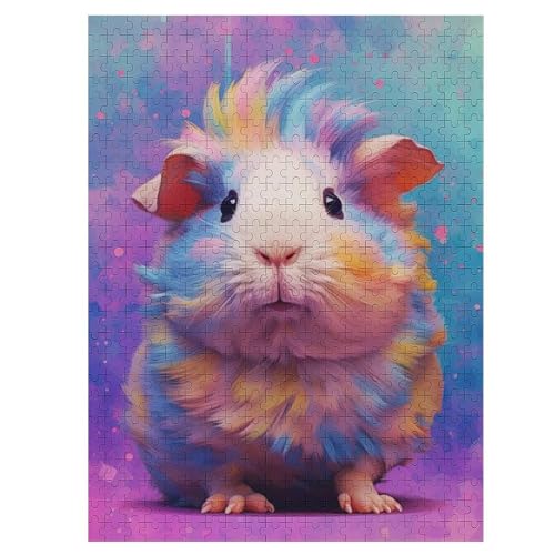 Meerschweinchen Holzpuzzle Für Erwachsene Teenager Stress Abbauen Familien-Puzzlespiel Poster 500-teiliges Puzzle Kinder Lernspiel 55×41cm von LLGLL