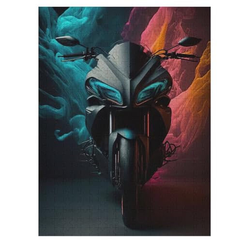 Motorrad Puzzle 500 Teile, Holzpuzzle Für Erwachsene Kinder, Impossible Puzzles, Geschicklichkeitsspiel Für Die Ganze Familie 55×41cm von LLGLL