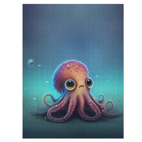 Oktopus -Puzzle, 500 Teile,Holzpuzzle Für Erwachsene Kinder, Lustiges Spielzeug, Denkspiel, Bildungsspiel, 55×41cm von LLGLL