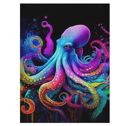 Oktopus Puzzles 500 Teile Erwachsener Kniffel Spaß Für Die Ganze Familie, Holzpuzzle Kinder Erwachsene, Impossible Puzzle Schwer 55×41cm von LLGLL