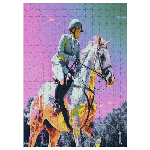 Puzzle 300 Teile Horse Racing Holzpuzzle Für Erwachsene Lernspiel Herausforderungsspielzeug The Puzzles Für Erwachsene Kinder 42×30cm von LLGLL