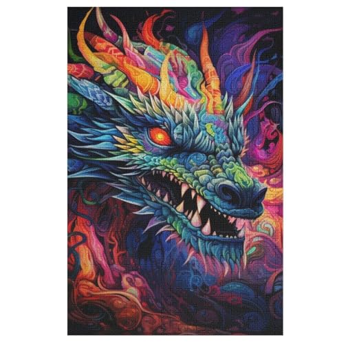 Puzzle Für Erwachsene, Drache, 1000 Puzzleteile Für Kinder, Holzpuzzles, Geeignet Für Erwachsene Lernspiel, 78×53cm von LLGLL