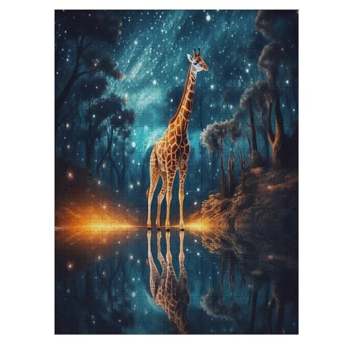 Puzzle Für Erwachsene, Giraffe, 500 Puzzleteile Für Kinder, Holzpuzzles, Geeignet Für Erwachsene Lernspiel, 55×41cm von LLGLL