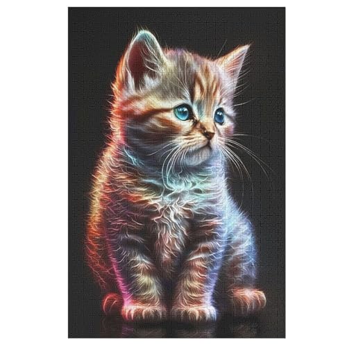 Puzzle Für Erwachsene, Katze, 1000 Puzzleteile Für Kinder, Holzpuzzles, Geeignet Für Erwachsene Lernspiel, 78×53cm von LLGLL