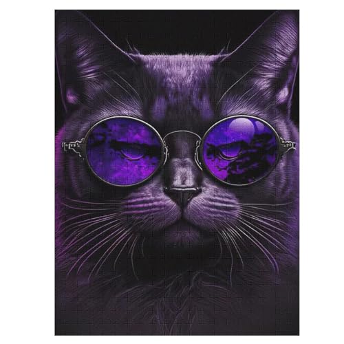 Puzzle Für Erwachsene, Katze, 500 Puzzleteile Für Kinder, Holzpuzzles, Geeignet Für Erwachsene Lernspiel, 55×41cm von LLGLL