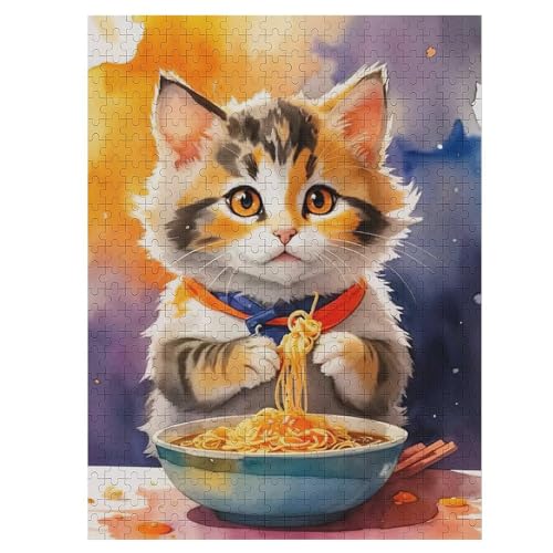 Puzzle Für Kinder, Katze -Puzzles Für Erwachsene, 500-teiliges Holzpuzzle Für Jugendliche Und Erwachsene, Tolles 55×41cm von LLGLL