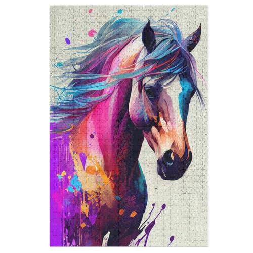 Puzzles Für Erwachsene, 1000 Teile, Horse, Kreative Holzpuzzles, Praktisches Spiel, Familiendekoration 78×53cm von LLGLL