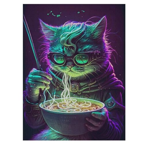 Puzzles Für Erwachsene Katze, 500 Teile, Puzzle Aus Holz Für Erwachsene Und Kinder Ab 12 Jahren, Lernspielzeug 55×41cm von LLGLL