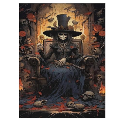 Puzzles Für Erwachsene Totenkopf, 500 Teile, Puzzle Aus Holz Für Erwachsene Und Kinder Ab 12 Jahren, Lernspielzeug 55×41cm von LLGLL