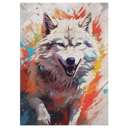 Puzzles Für Erwachsene Wolf, 300 Teile, Puzzle Aus Holz Für Erwachsene Und Kinder Ab 12 Jahren, Lernspielzeug 42×30cm von LLGLL