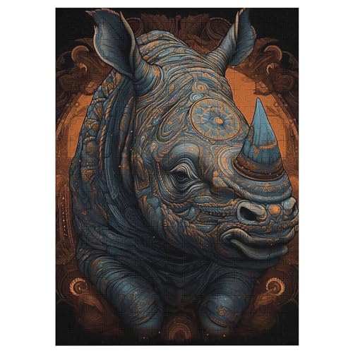 Rhinozerosceros 300 Teile Puzzles Für Erwachsene,Holzpuzzle - Verringerter Druck Schwieriges Unmögliche Puzzle Für Erwachsene 12+ Kinder 42×30cm von LLGLL