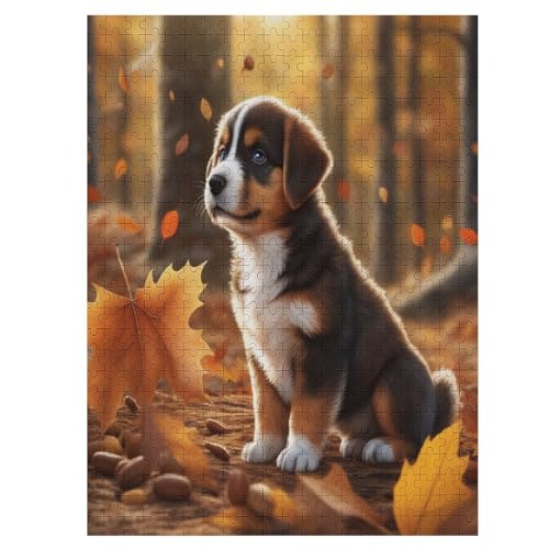 Süßer Hund Holzpuzzle 500 Teile, Knobelspiele Für Erwachsene, Teenager, Puzzles Unmögliche - Kinder Puzzle Zimmer Deko 55×41cm von LLGLL