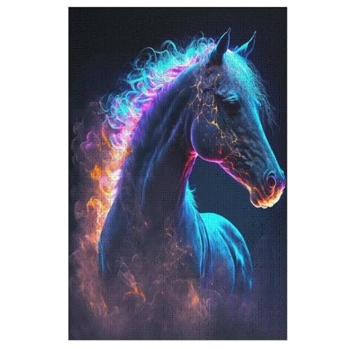 Tier-Horse-Galaxie 1000 Teile Puzzles Für Erwachsene, Impossible Puzzle, Geschicklichkeitsspiel Für Die Ganze Familie, Kinder Holzpuzzle 78×53cm von LLGLL