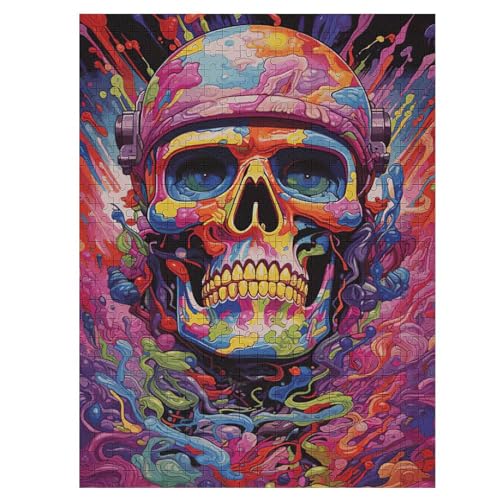 Totenkopf 500 Teile Puzzles Für Erwachsene, Impossible Puzzle, Geschicklichkeitsspiel Für Die Ganze Familie, Kinder Holzpuzzle 55×41cm von LLGLL