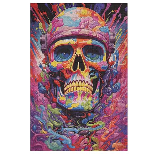 Totenkopf Puzzle Für Erwachsene,1000-teiliges Puzzles, Für Erwachsene Und Kinder,Holzpuzzle,Lernspielzeug, 78×53cm von LLGLL