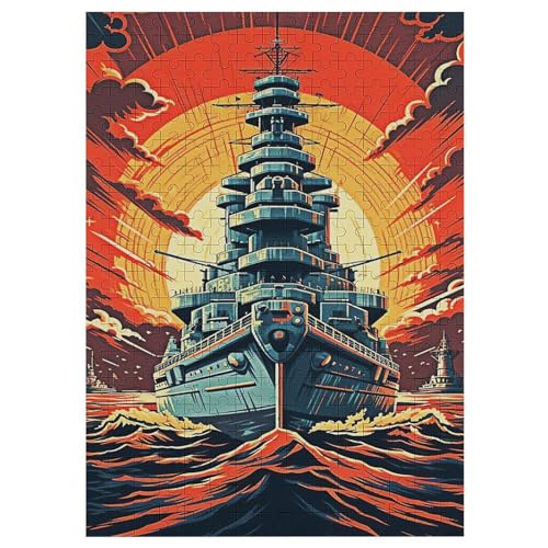 Vintage Kriegsschiffe Puzzle Für Erwachsene,300-teiliges Puzzles, Für Erwachsene Und Kinder,Holzpuzzle,Lernspielzeug, 42×30cm von LLGLL