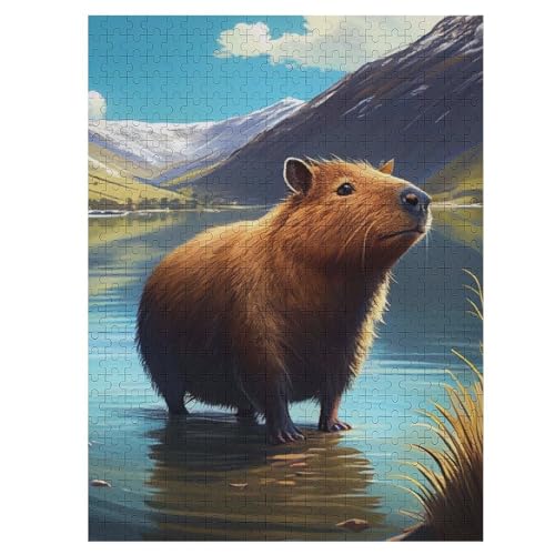 Wasserschwein Holzpuzzle Erwachsene - 500 Teiliges Jigsaw Knobelspiel - Puzzle Für Erwachsene & Kinder - Outdoor & Reisespielzeug 55×41cm von LLGLL