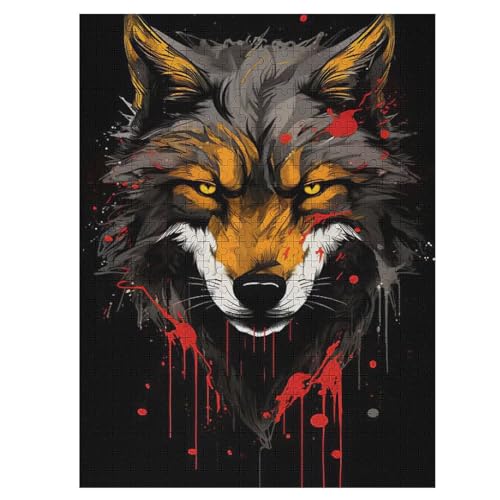 Wolf 500 Teile Puzzles Für Erwachsene, Impossible Puzzle, Geschicklichkeitsspiel Für Die Ganze Familie, Kinder Holzpuzzle 55×41cm von LLGLL