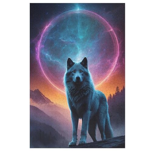 Wolf Holzpuzzle Für Erwachsene Teenager Stress Abbauen Familien-Puzzlespiel Poster 1000-teiliges Puzzle Kinder Lernspiel 78×53cm von LLGLL