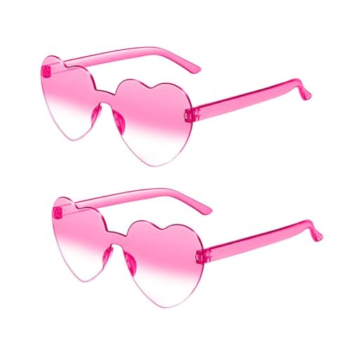 2Pcs Retro Herz Hippie Sonnenbrille,Randlos Candy Transparente Sonnenbrille für Kostümzubehör,Hippie Bunte Brille für Cosplay 70er Party Halloween-Dekoration(Farbverlaufspulver) von LLGSDLL