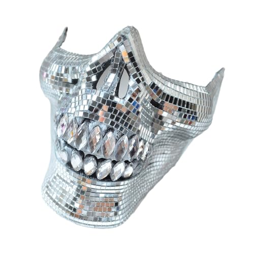 LLHCF Verstellbare Kristall-Schädel, halbes Gesicht, Diskotheken, Party, Glas-Textur für Musikfestivals und Themen-Event, Festival, Kostümzubehör LLHCF Verstellbare Kristall-Schädel, halbes Gesicht, Diskotheken, Party, Glas-Textur für Musikfestivals und Themen-Event, Festival, Kostümzubehör von LLHCF