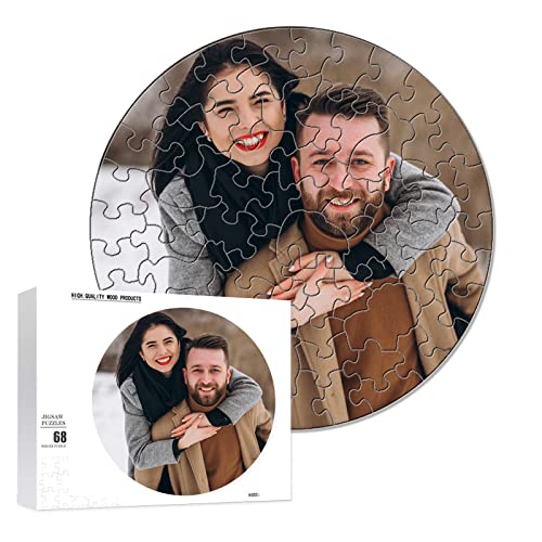 Personalisiertes Fotopuzzle, personalisiertes Kreispuzzle, 68 Teile, hergestellt aus Fotos, ideal für Erwachsene und Kinder, Zuhause, Hochzeiten, Abschlussfeiern, Geschenke von LLKCHQD