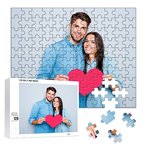 Personalisiertes Fotopuzzle 70/120/300 Teile, personalisiertes Puzzle für Ehemann/Frau, Valentinstagsgeschenk für Männer/Frauen, personalisiertes Holzpuzzle für Erwachsene, Kinder, Familienpaare von LLKCHQD