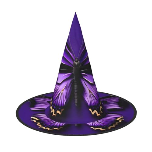 1 x Halloween-Hut Hexen-Dekor – niedlicher violetter Schmetterlings-Druck, Party-Hexenkostüm, Cosplay, Maskerade-Zubehör 1 x Halloween-Hut Hexen-Dekor – niedlicher violetter Schmetterlings-Druck, Party-Hexenkostüm, Cosplay, Maskerade-Zubehör von LLOTPQ