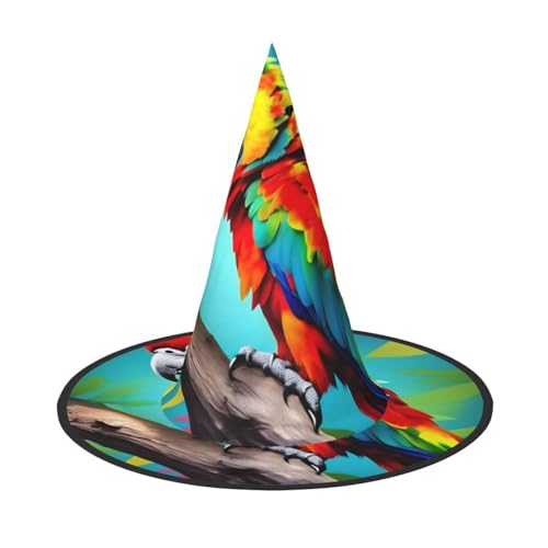 1 x Halloween-Hut-Hut, Hexen-Dekoration – Papageien auf Baum, Party-Hexenkostüm, Cosplay, Maskerade-Zubehör 1 x Halloween-Hut-Hut, Hexen-Dekoration – Papageien auf Baum, Party-Hexenkostüm, Cosplay, Maskerade-Zubehör von LLOTPQ
