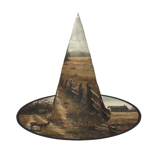Halloween-Hut-Hexen-Dekoration – Bauernhof mit Hirschdruck, Party, Hexenkostüm, Cosplay, Maskerade-Zubehör, 2 Stück Halloween-Hut-Hexen-Dekoration – Bauernhof mit Hirschdruck, Party, Hexenkostüm, Cosplay, Maskerade-Zubehör, 2 Stück von LLOTPQ
