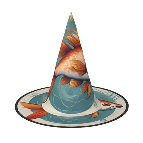 Halloween-Hut-Hexen-Dekoration – schöner Fisch-Druck, Party-Hexenkostüm, Cosplay, Maskerade-Zubehör, 2 Stück Halloween-Hut-Hexen-Dekoration – schöner Fisch-Druck, Party-Hexenkostüm, Cosplay, Maskerade-Zubehör, 2 Stück von LLOTPQ