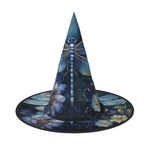 Halloween-Hut-Hut, Hexen-Dekoration, Kunst, blaue Libellen-Druck, Party, Hexenkostüm, Cosplay, Maskerade-Zubehör, 2 Stück Halloween-Hut-Hut, Hexen-Dekoration, Kunst, blaue Libellen-Druck, Party, Hexenkostüm, Cosplay, Maskerade-Zubehör, 2 Stück von LLOTPQ