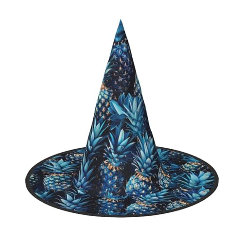 Halloween-Hut-Hut, Hexen-Dekoration, blauer Ananas-Druck, Party, Hexenkostüm, Cosplay, Maskerade-Zubehör, 3 Stück Halloween-Hut-Hut, Hexen-Dekoration, blauer Ananas-Druck, Party, Hexenkostüm, Cosplay, Maskerade-Zubehör, 3 Stück von LLOTPQ