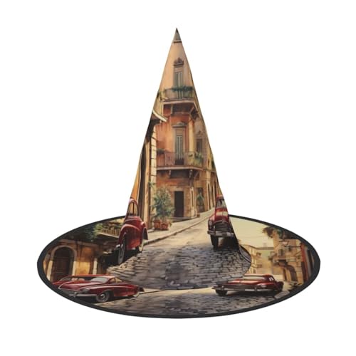 Halloween-Hut-Hut, Hexen-Dekoration, italienischer Straßendruck, Party, Hexenkostüm, Cosplay, Maskerade-Zubehör, 2 Stück Halloween-Hut-Hut, Hexen-Dekoration, italienischer Straßendruck, Party, Hexenkostüm, Cosplay, Maskerade-Zubehör, 2 Stück von LLOTPQ