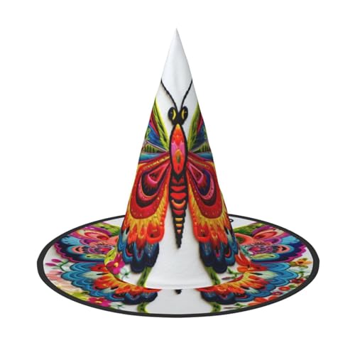 Halloween-Hut-Hut, Hexen-Dekoration – Stickerei, bunter Schmetterlingsdruck, Party, Hexenkostüm, Cosplay, Maskerade-Zubehör, 2 Stück Halloween-Hut-Hut, Hexen-Dekoration – Stickerei, bunter Schmetterlingsdruck, Party, Hexenkostüm, Cosplay, Maskerade-Zubehör, 2 Stück von LLOTPQ