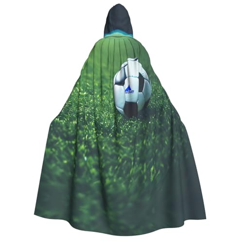 Halloween-Umhang mit Kapuze für Erwachsene, Unisex, Fußballball auf Gras, Volldruck, Kostüm, Umhang für Partys, Karneval, Comic-Ausstellungen Halloween-Umhang mit Kapuze für Erwachsene, Unisex, Fußballball auf Gras, Volldruck, Kostüm, Umhang für Partys, Karneval, Comic-Ausstellungen von LLOTPQ
