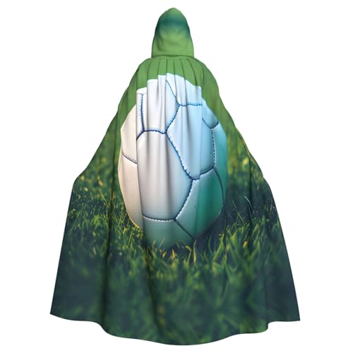 Halloween-Umhang mit Kapuze für Erwachsene, Unisex, grüner Fußballball auf Gras, Volldruck, Kostüm, Umhang für Cosplay, Party und Themenveranstaltungen Halloween-Umhang mit Kapuze für Erwachsene, Unisex, grüner Fußballball auf Gras, Volldruck, Kostüm, Umhang für Cosplay, Party und Themenveranstaltungen von LLOTPQ