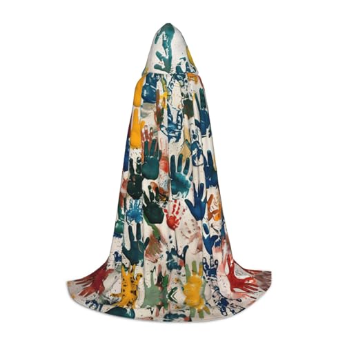 L Halloween Kapuzenumhang Kinder Handabdruck Druck für Erwachsene Unisex Kostüm Zubehör für Partys, Karneval und mehr L Halloween Kapuzenumhang Kinder Handabdruck Druck für Erwachsene Unisex Kostüm Zubehör für Partys, Karneval und mehr von LLOTPQ