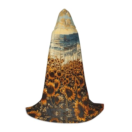 L Halloween Kapuzenumhang Sonnenblumen Meer Druck für Erwachsene Unisex Kostüm Zubehör für Partys, Karneval und mehr L Halloween Kapuzenumhang Sonnenblumen Meer Druck für Erwachsene Unisex Kostüm Zubehör für Partys, Karneval und mehr von LLOTPQ