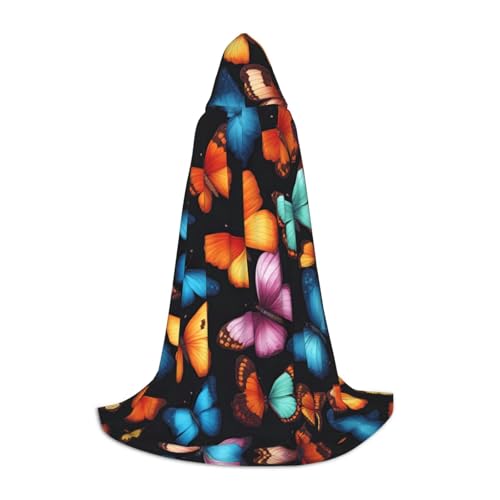 M Halloween-Kapuzenumhang mit buntem Schmetterlingsdruck für Erwachsene – Unisex-Kostüm-Accessoire für Partys, Karneval und mehr M Halloween-Kapuzenumhang mit buntem Schmetterlingsdruck für Erwachsene – Unisex-Kostüm-Accessoire für Partys, Karneval und mehr von LLOTPQ